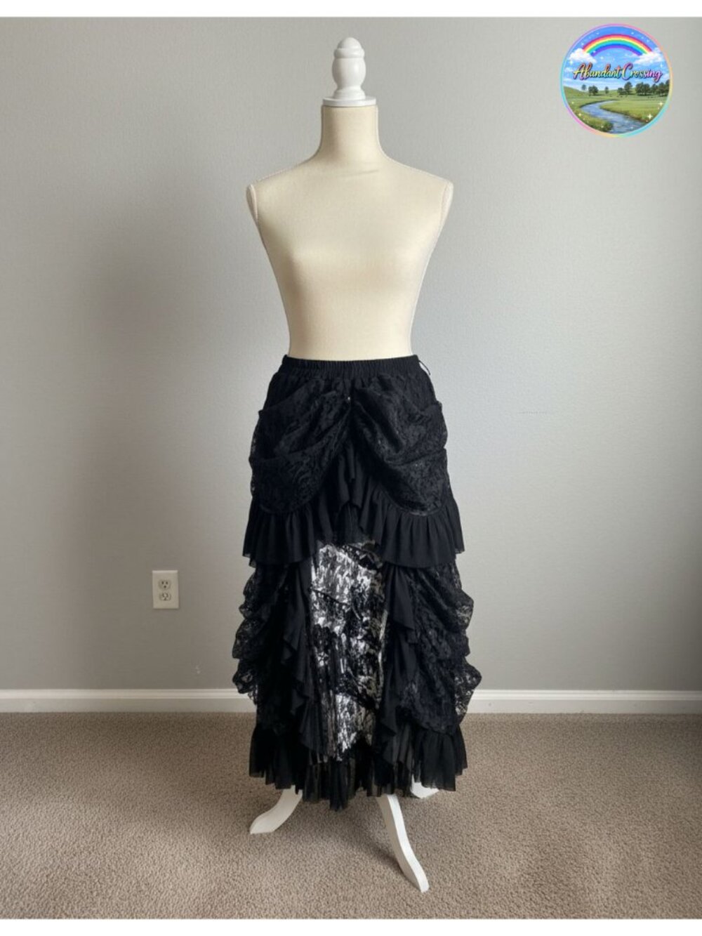 Womens Long Maxi Skirt Lace Floral Gothic Victorian Party